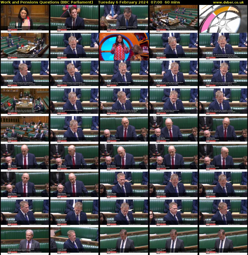 Work and Pensions Questions (BBC Parliament) Tuesday 6 February 2024 07:00 - 08:00