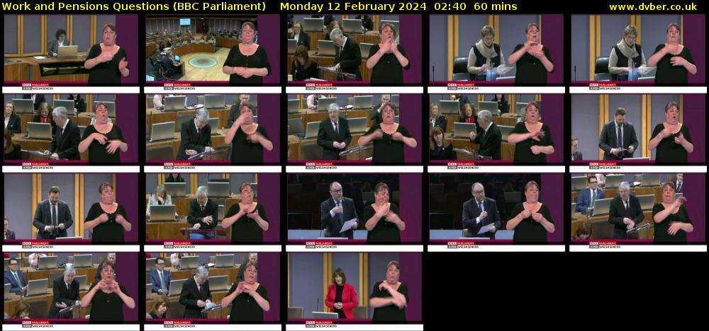 Work and Pensions Questions (BBC Parliament) Monday 12 February 2024 02:40 - 03:40