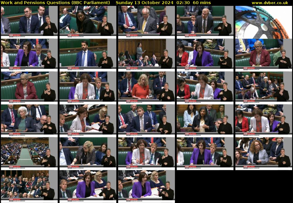 Work and Pensions Questions (BBC Parliament) Sunday 13 October 2024 02:30 - 03:30