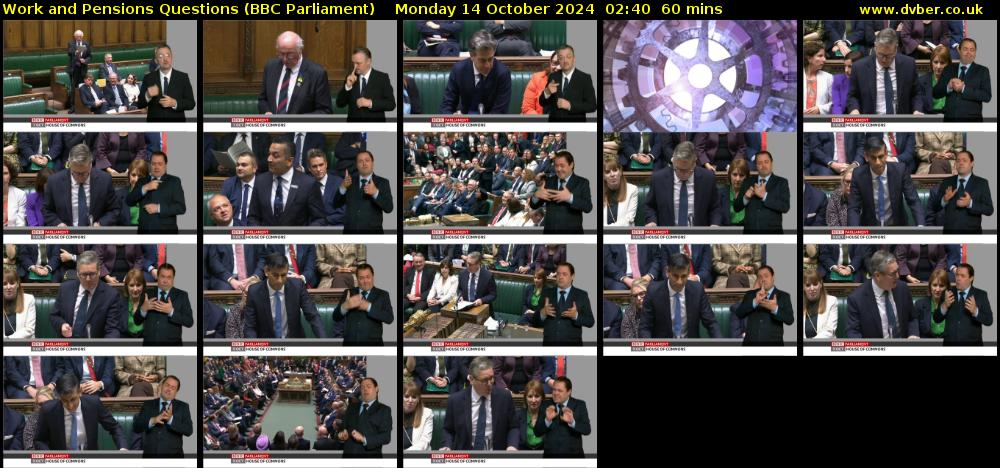 Work and Pensions Questions (BBC Parliament) Monday 14 October 2024 02:40 - 03:40