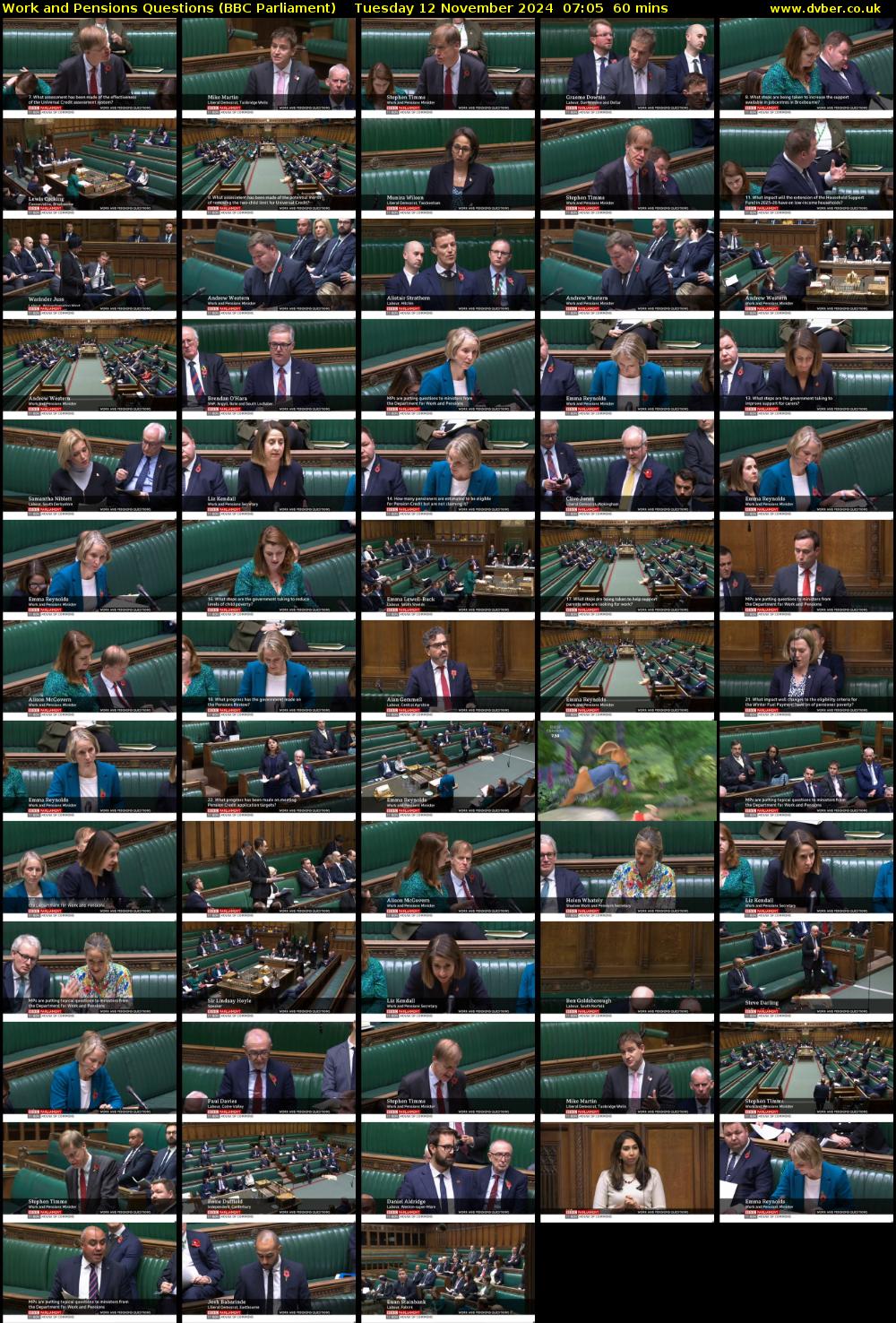 Work and Pensions Questions (BBC Parliament) Tuesday 12 November 2024 07:05 - 08:05