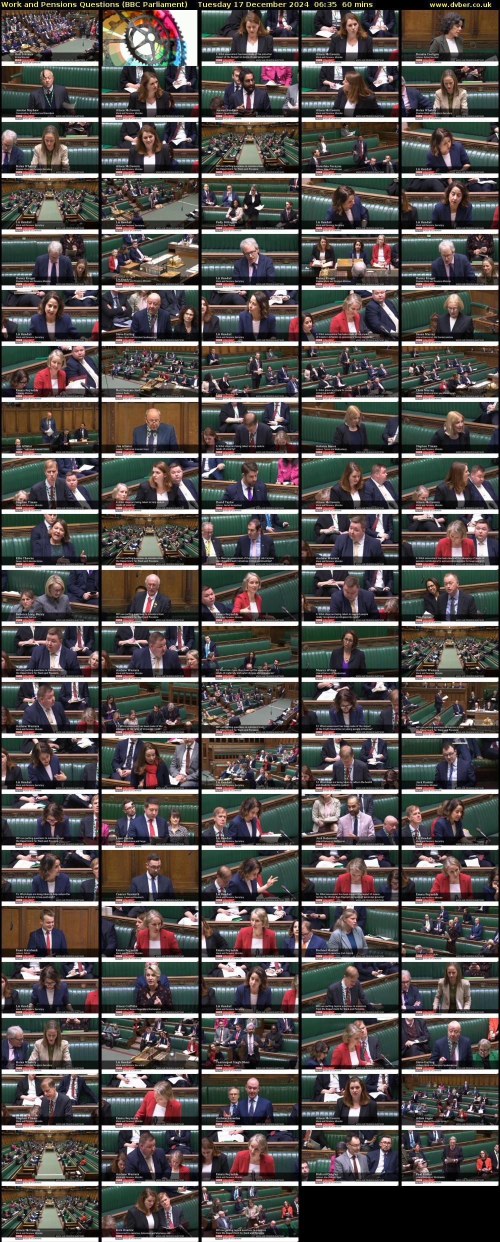 Work and Pensions Questions (BBC Parliament) Tuesday 17 December 2024 06:35 - 07:35