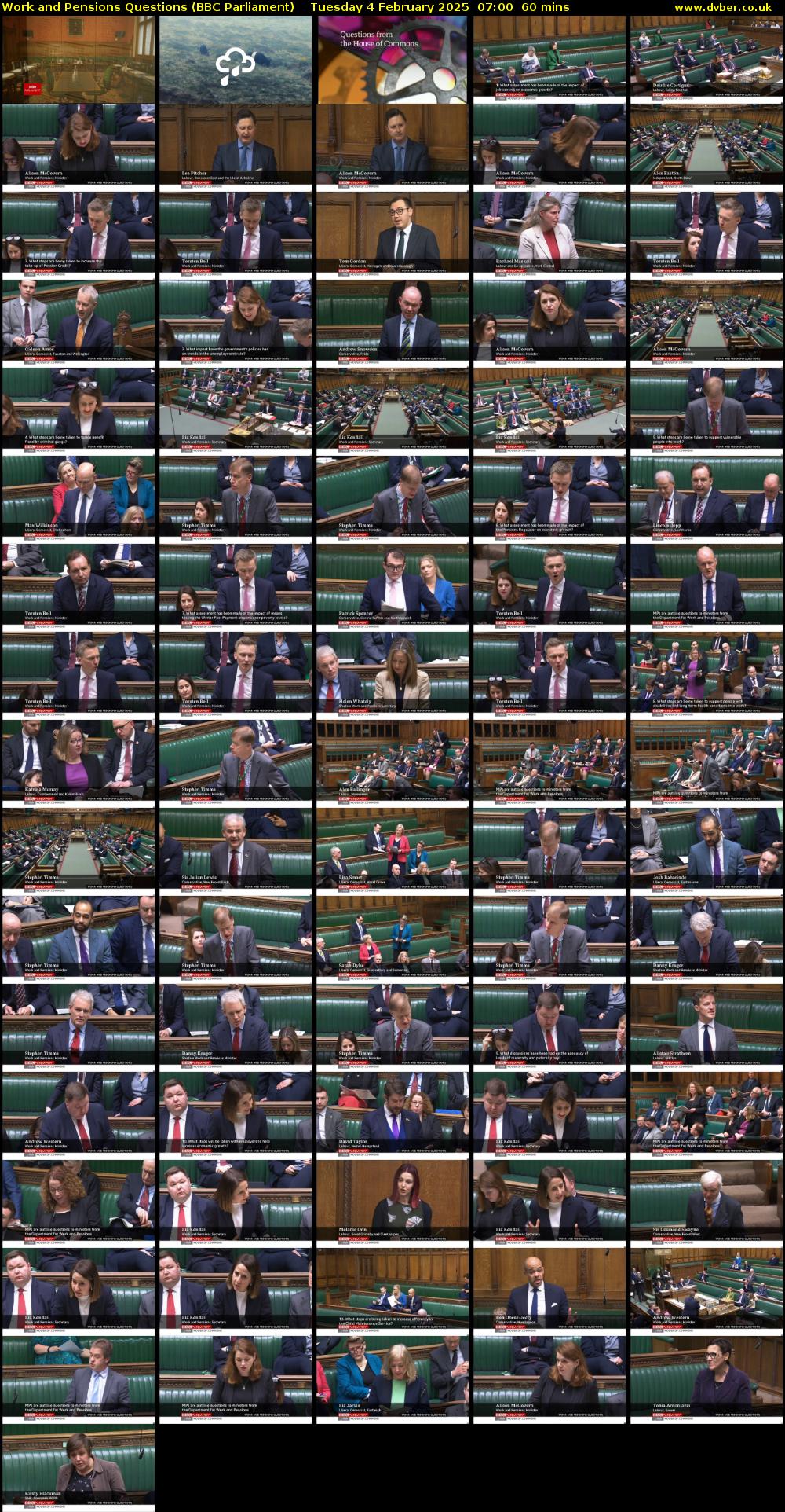Work and Pensions Questions (BBC Parliament) Tuesday 4 February 2025 07:00 - 08:00