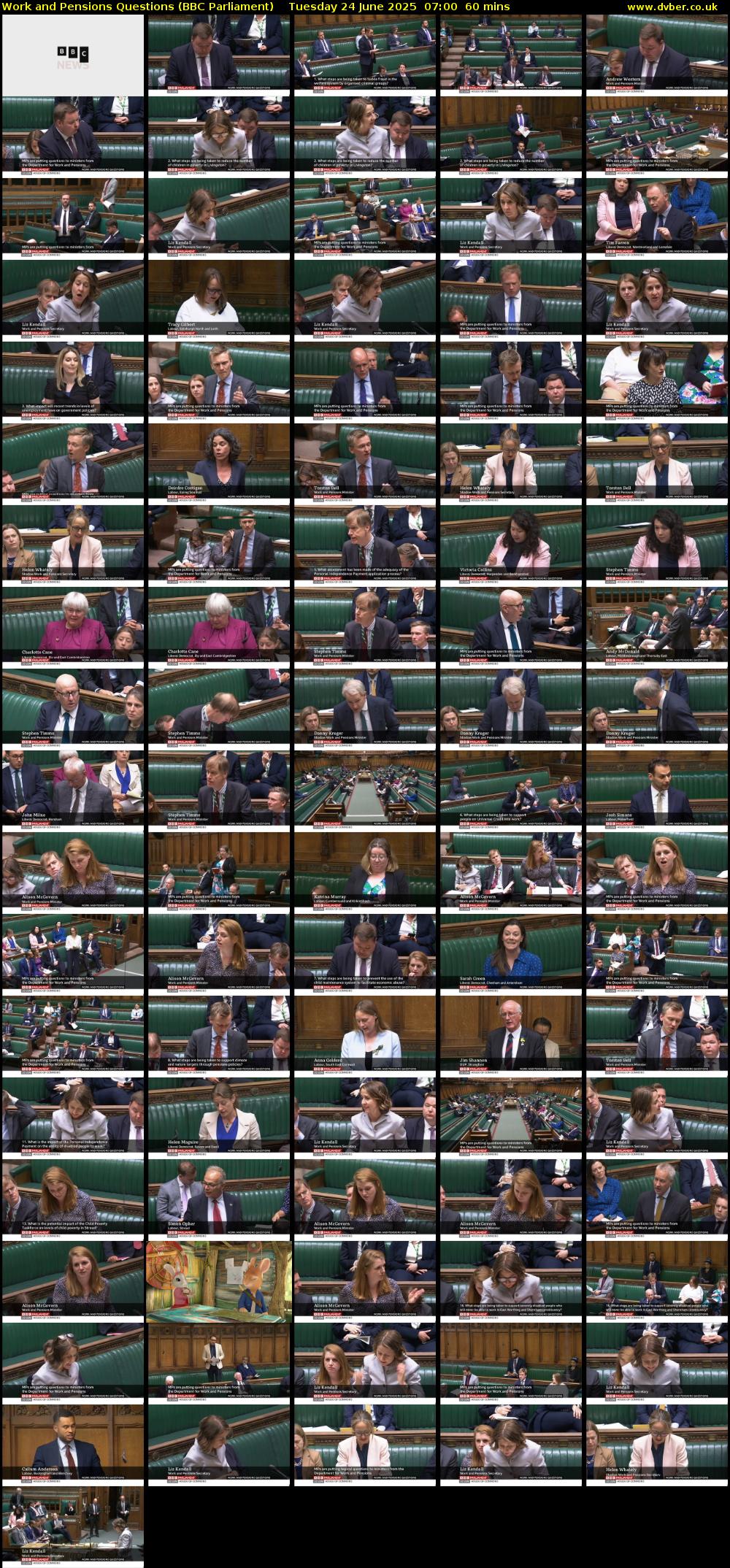 Work and Pensions Questions (BBC Parliament) Tuesday 24 June 2025 07:00 - 08:00