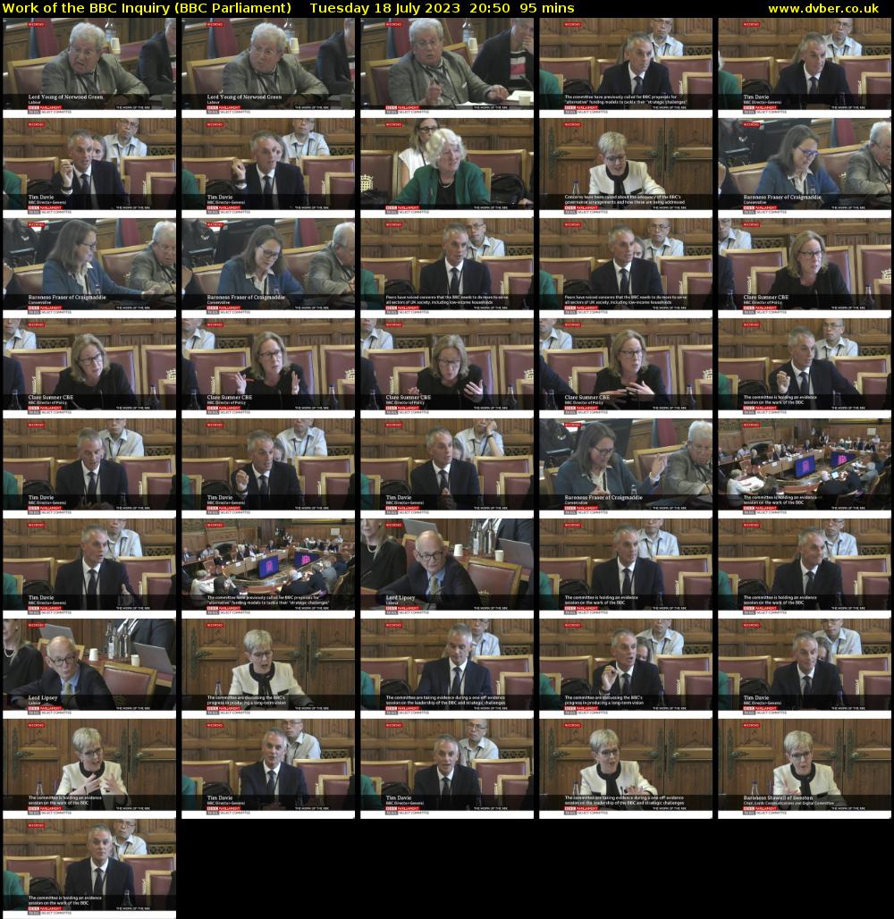 Work of the BBC Inquiry (BBC Parliament) Tuesday 18 July 2023 20:50 - 22:25