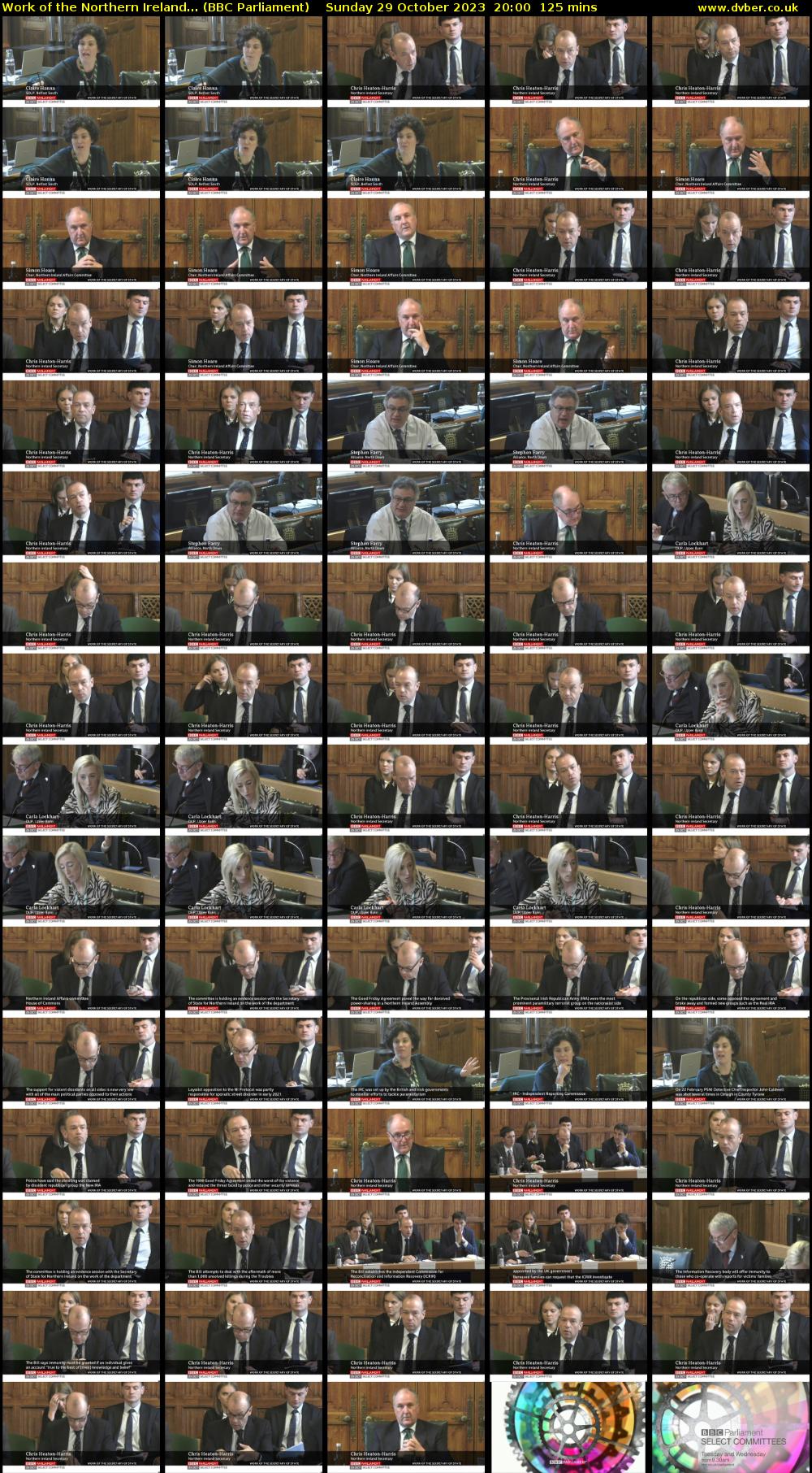 Work of the Northern Ireland... (BBC Parliament) Sunday 29 October 2023 20:00 - 22:05