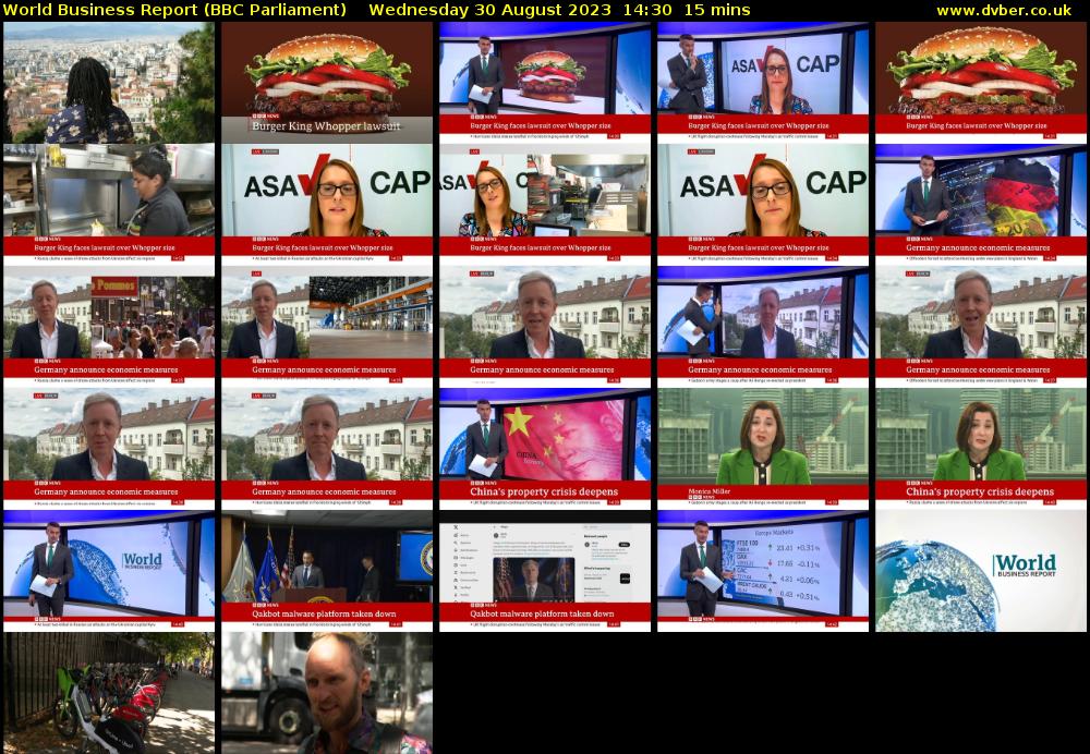 World Business Report (BBC Parliament) Wednesday 30 August 2023 14:30 - 14:45