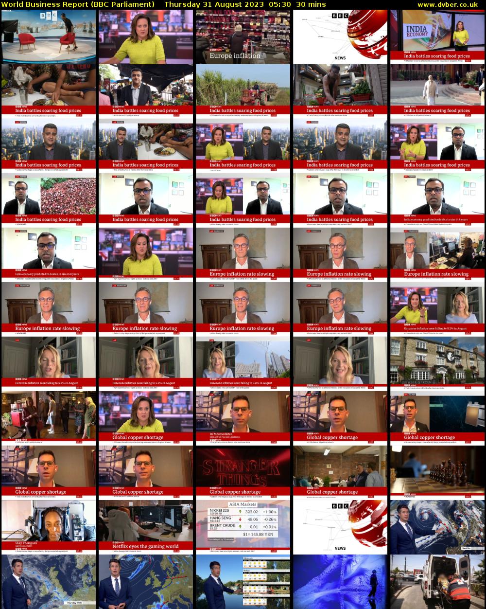 World Business Report (BBC Parliament) Thursday 31 August 2023 05:30 - 06:00