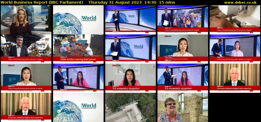 World Business Report (BBC Parliament) Thursday 31 August 2023 14:30 - 14:45