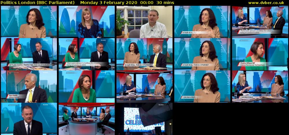 politics london (BBC Parliament) Monday 3 February 2020 00:00 - 00:30
