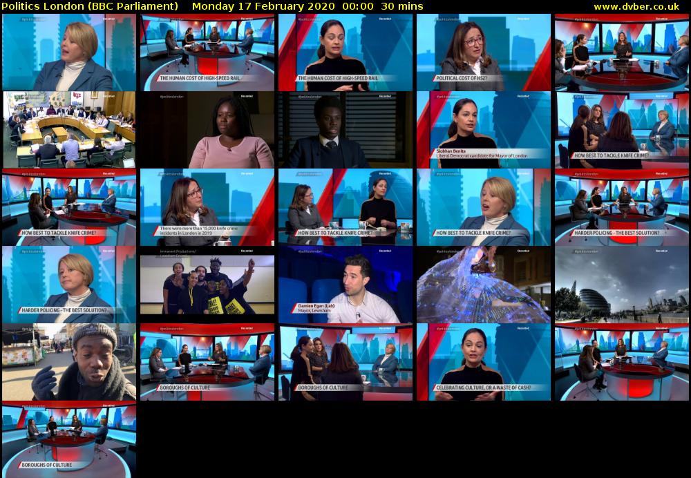 politics london (BBC Parliament) Monday 17 February 2020 00:00 - 00:30