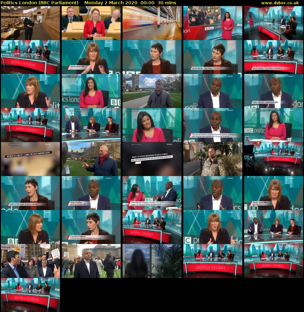 politics london (BBC Parliament) Monday 2 March 2020 00:00 - 00:30