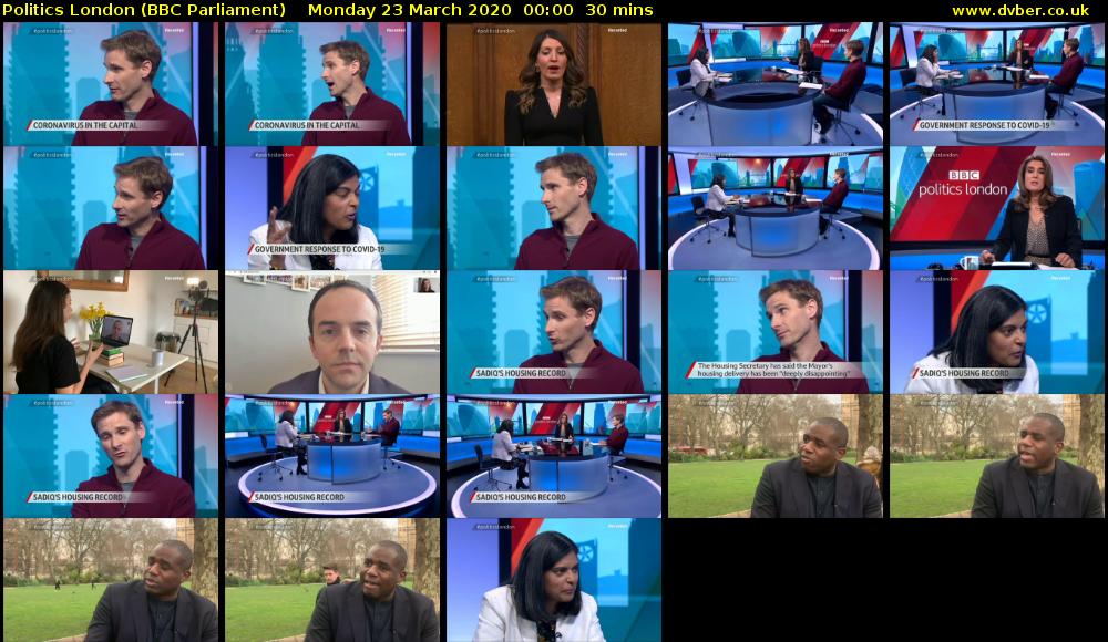 politics london (BBC Parliament) Monday 23 March 2020 00:00 - 00:30