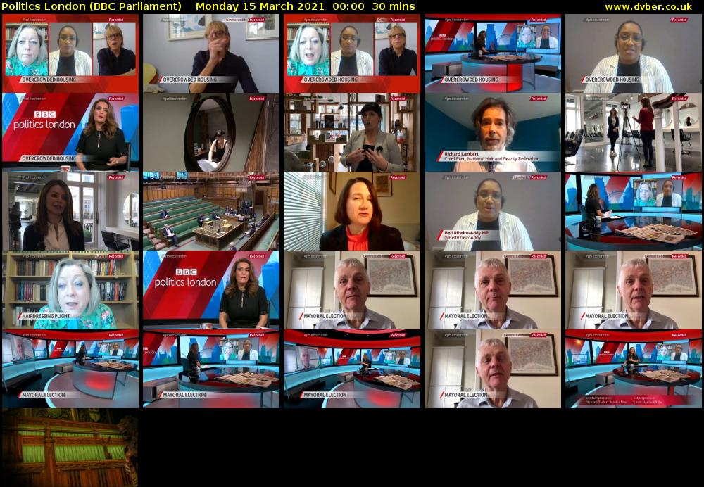 politics london (BBC Parliament) Monday 15 March 2021 00:00 - 00:30