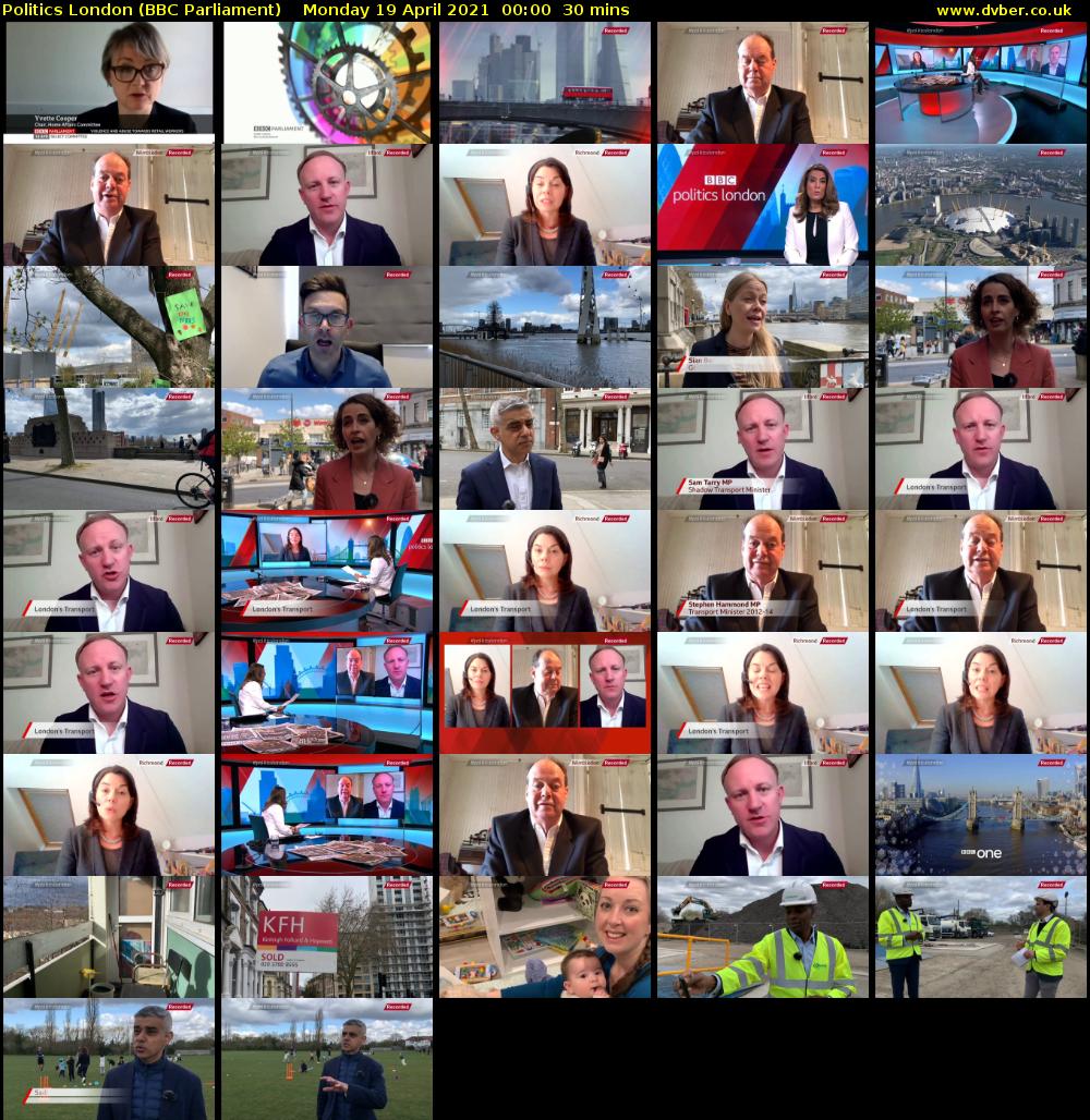politics london (BBC Parliament) Monday 19 April 2021 00:00 - 00:30
