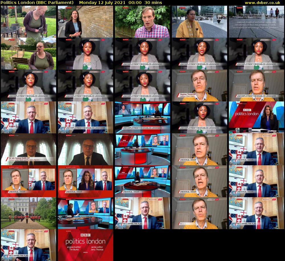 politics london (BBC Parliament) Monday 12 July 2021 00:00 - 00:30