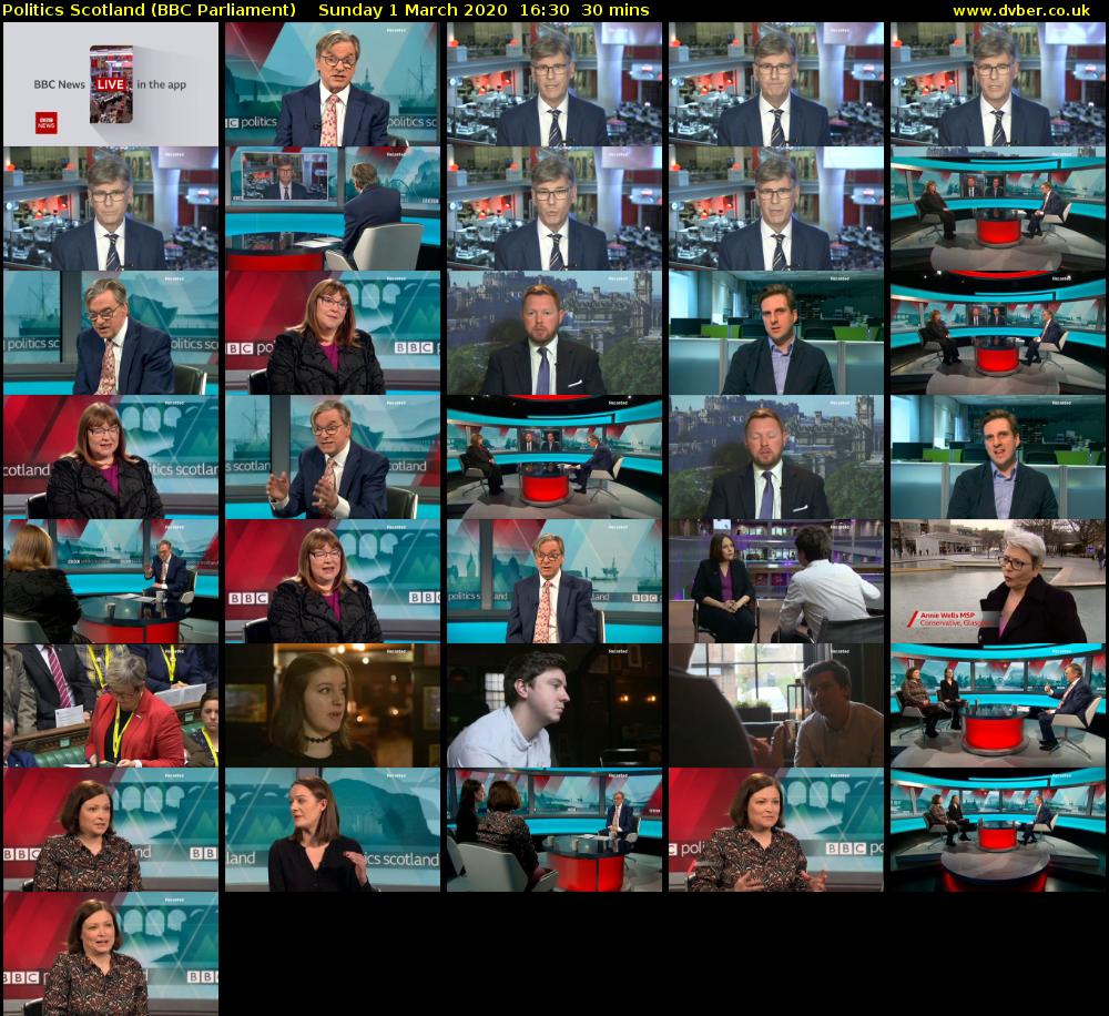 politics scotland (BBC Parliament) Sunday 1 March 2020 16:30 - 17:00