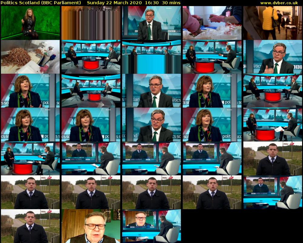 politics scotland (BBC Parliament) Sunday 22 March 2020 16:30 - 17:00