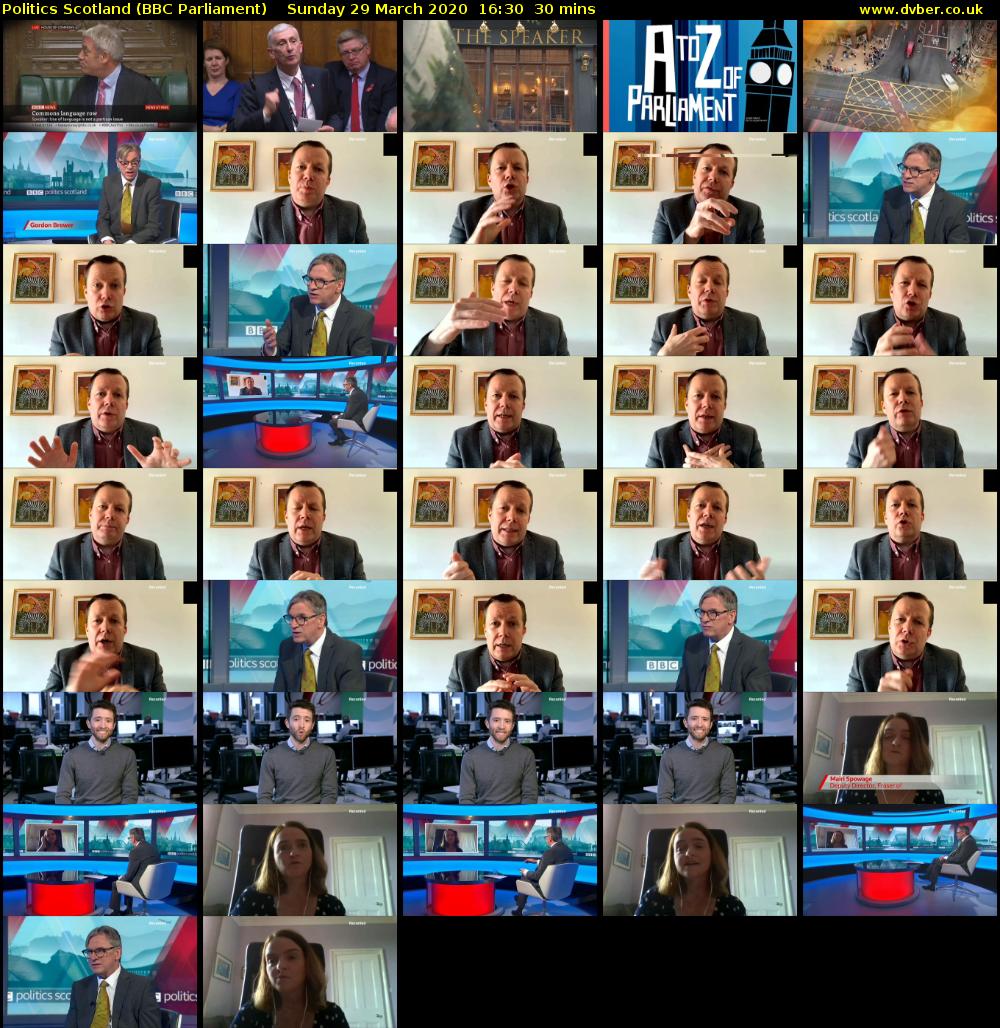 politics scotland (BBC Parliament) Sunday 29 March 2020 16:30 - 17:00