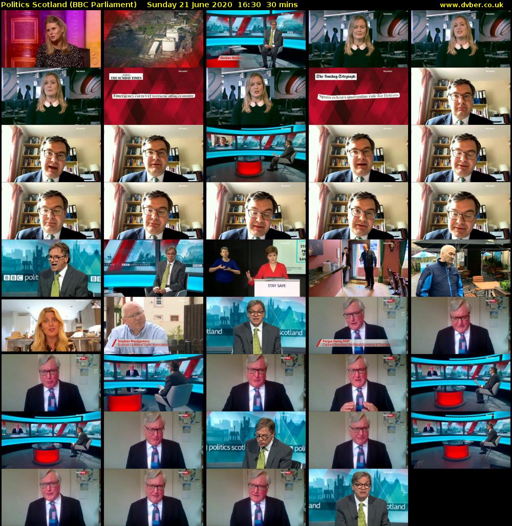 politics scotland (BBC Parliament) Sunday 21 June 2020 16:30 - 17:00
