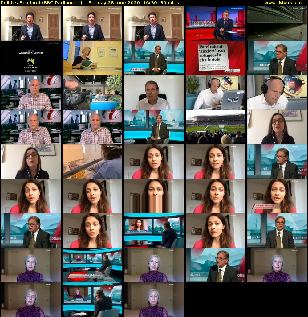 politics scotland (BBC Parliament) Sunday 28 June 2020 16:30 - 17:00
