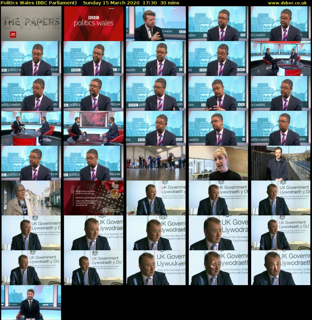 politics wales (BBC Parliament) Sunday 15 March 2020 17:30 - 18:00