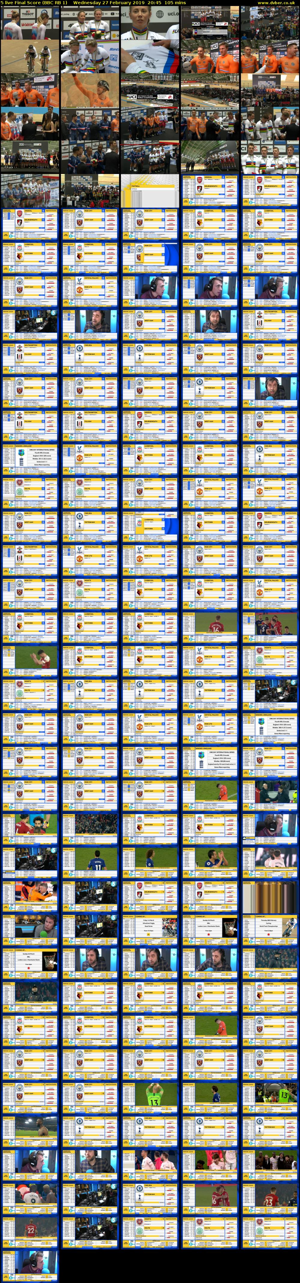 5 live Final Score (BBC RB 1) Wednesday 27 February 2019 20:45 - 22:30