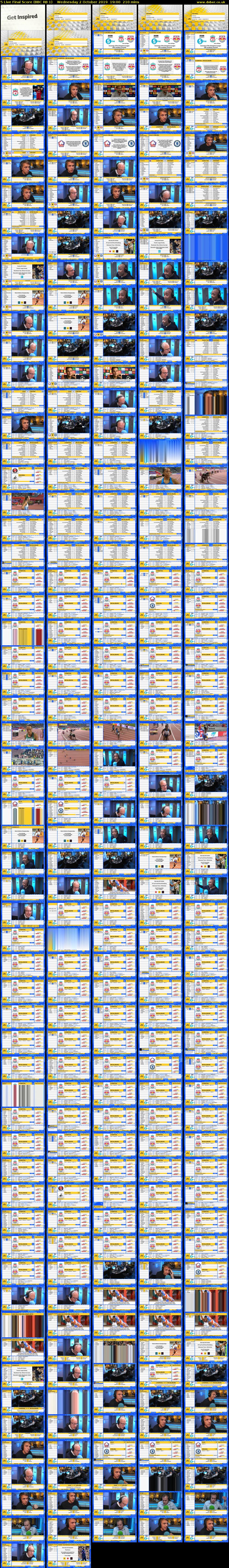 5 live Final Score (BBC RB 1) Wednesday 2 October 2019 19:00 - 22:30