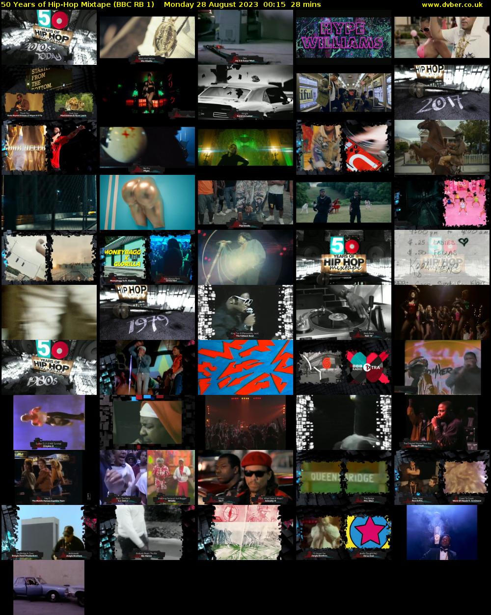 50 Years of Hip-Hop Mixtape (BBC RB 1) Monday 28 August 2023 00:15 - 00:43