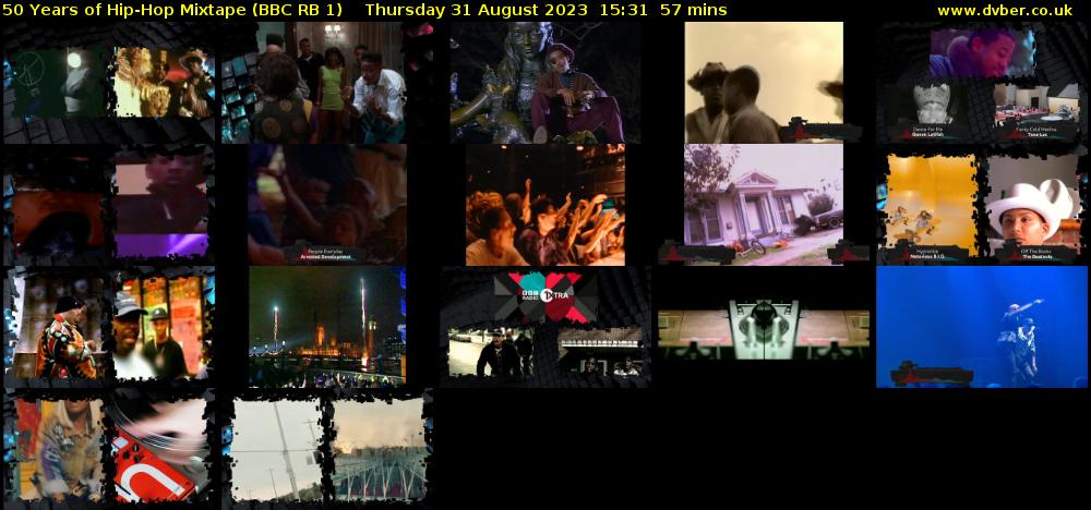 50 Years of Hip-Hop Mixtape (BBC RB 1) Thursday 31 August 2023 15:31 - 16:28
