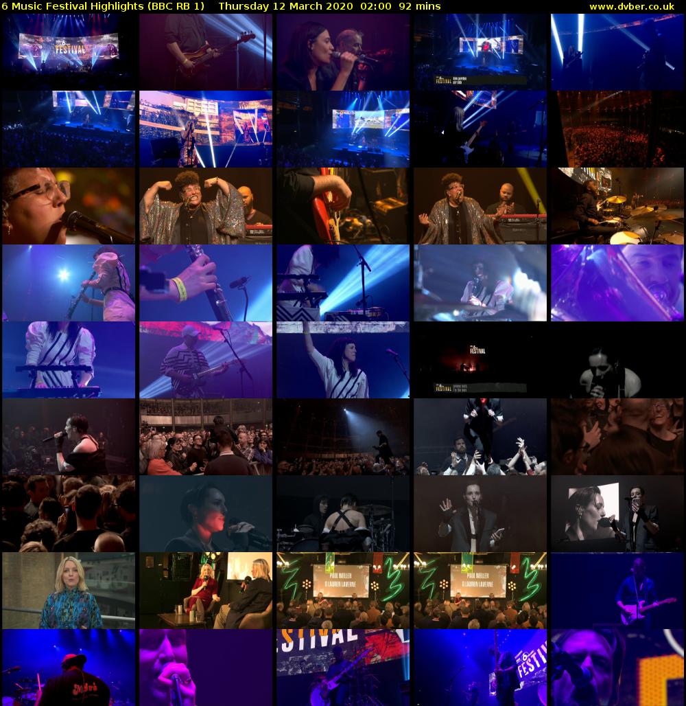 6 Music Festival Highlights (BBC RB 1) Thursday 12 March 2020 02:00 - 03:32