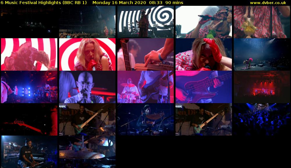 6 Music Festival Highlights (BBC RB 1) Monday 16 March 2020 08:33 - 10:03
