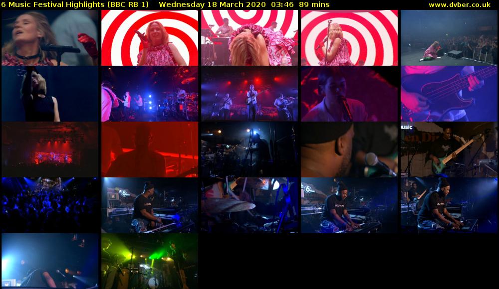 6 Music Festival Highlights (BBC RB 1) Wednesday 18 March 2020 03:46 - 05:15