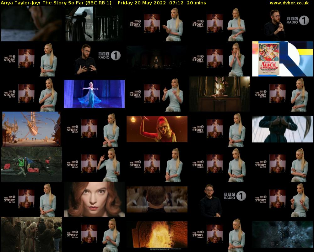 Anya Taylor-Joy: The Story So Far (BBC RB 1) Friday 20 May 2022 07:12 - 07:32