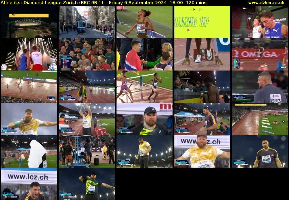 Athletics: Diamond League Zurich (BBC RB 1) Friday 6 September 2024 18:00 - 20:00
