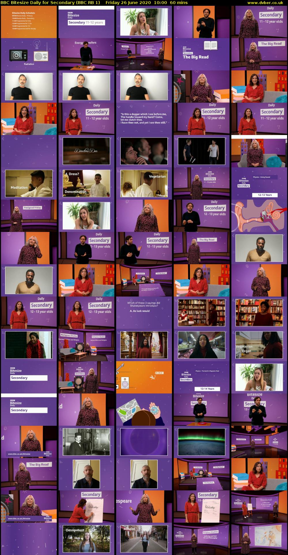 BBC Bitesize Daily for Secondary (BBC RB 1) Friday 26 June 2020 10:00 - 11:00