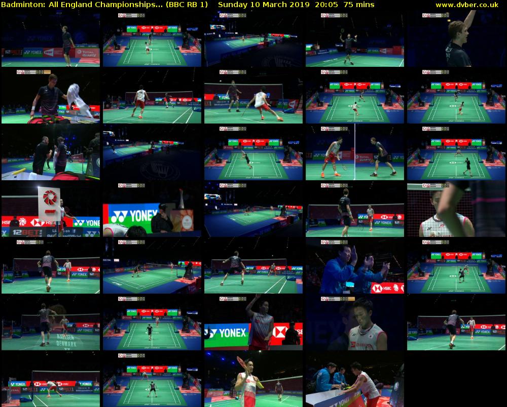 Badminton: All England Championships... (BBC RB 1) Sunday 10 March 2019 20:05 - 21:20