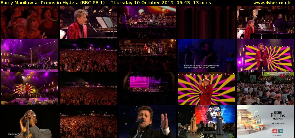 Barry Manilow at Proms in Hyde... (BBC RB 1) Thursday 10 October 2019 06:43 - 06:56