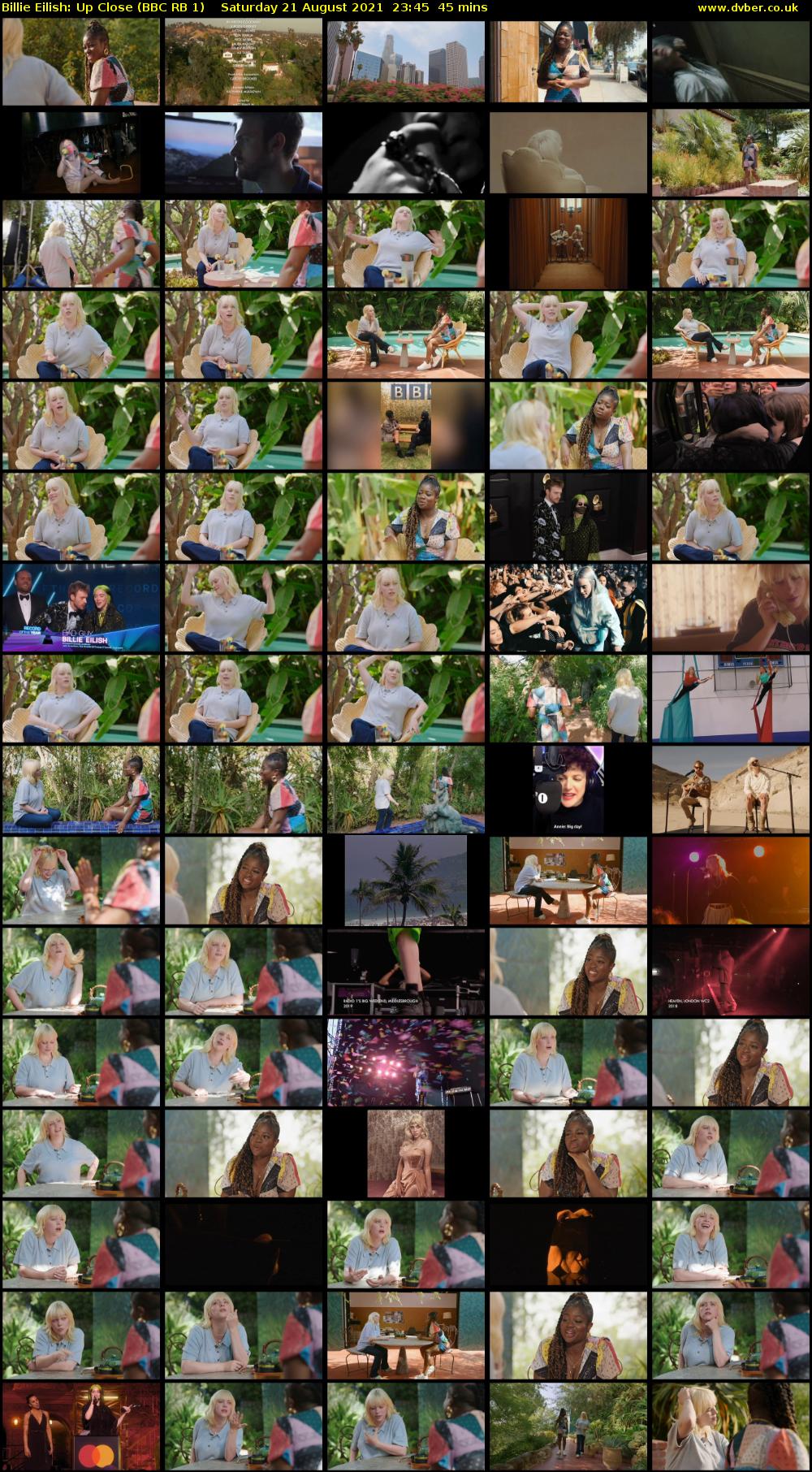 Billie Eilish: Up Close (BBC RB 1) Saturday 21 August 2021 23:45 - 00:30