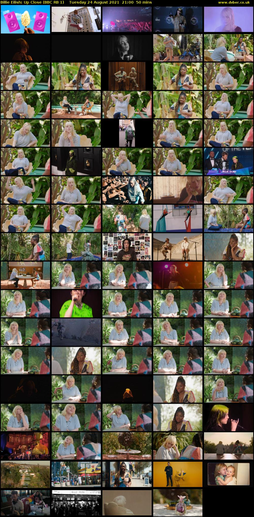 Billie Eilish: Up Close (BBC RB 1) Tuesday 24 August 2021 21:00 - 21:50