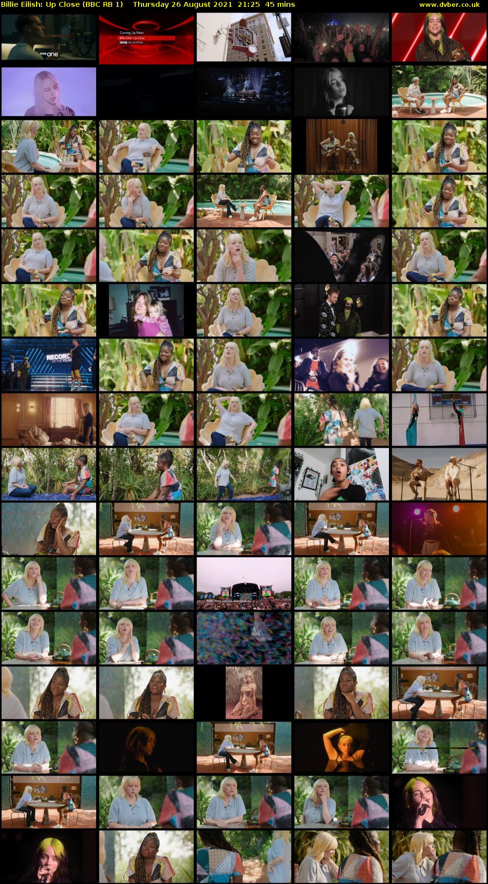 Billie Eilish: Up Close (BBC RB 1) Thursday 26 August 2021 21:25 - 22:10