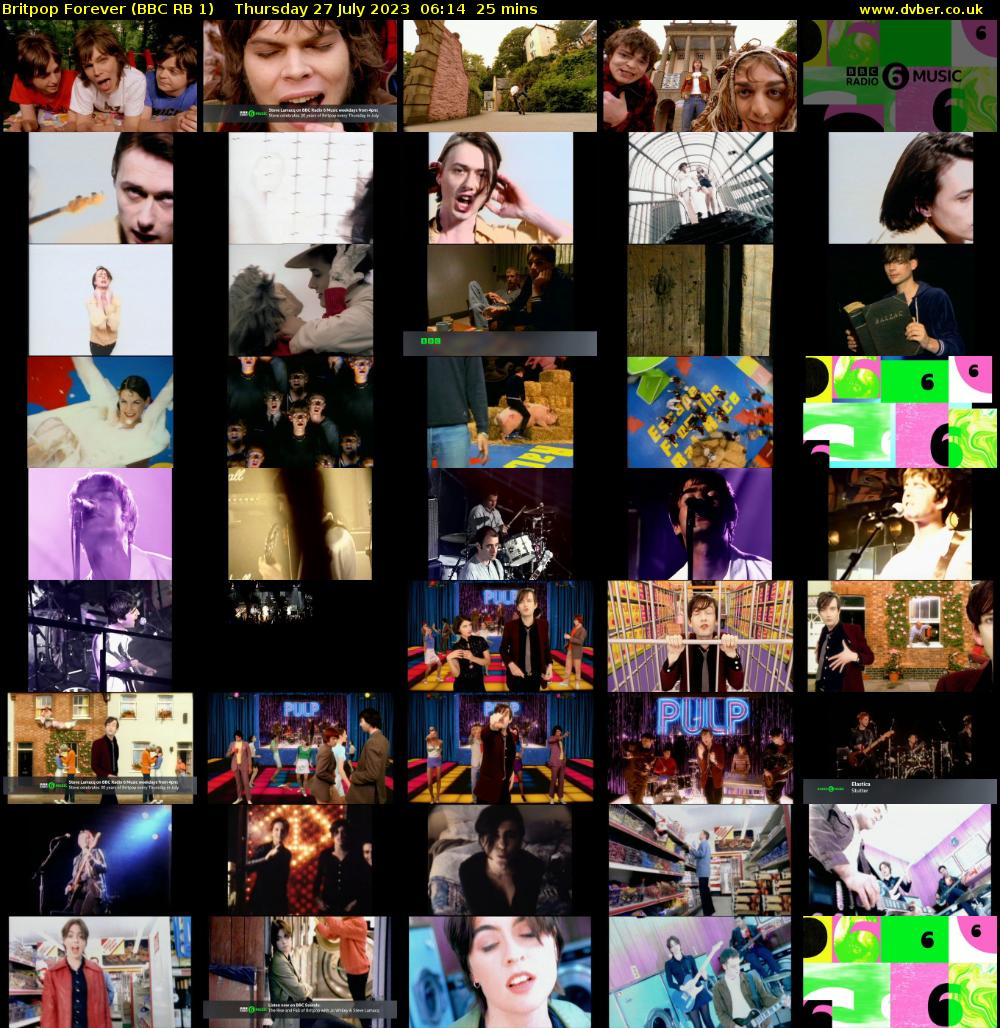 Britpop Forever (BBC RB 1) Thursday 27 July 2023 06:14 - 06:39