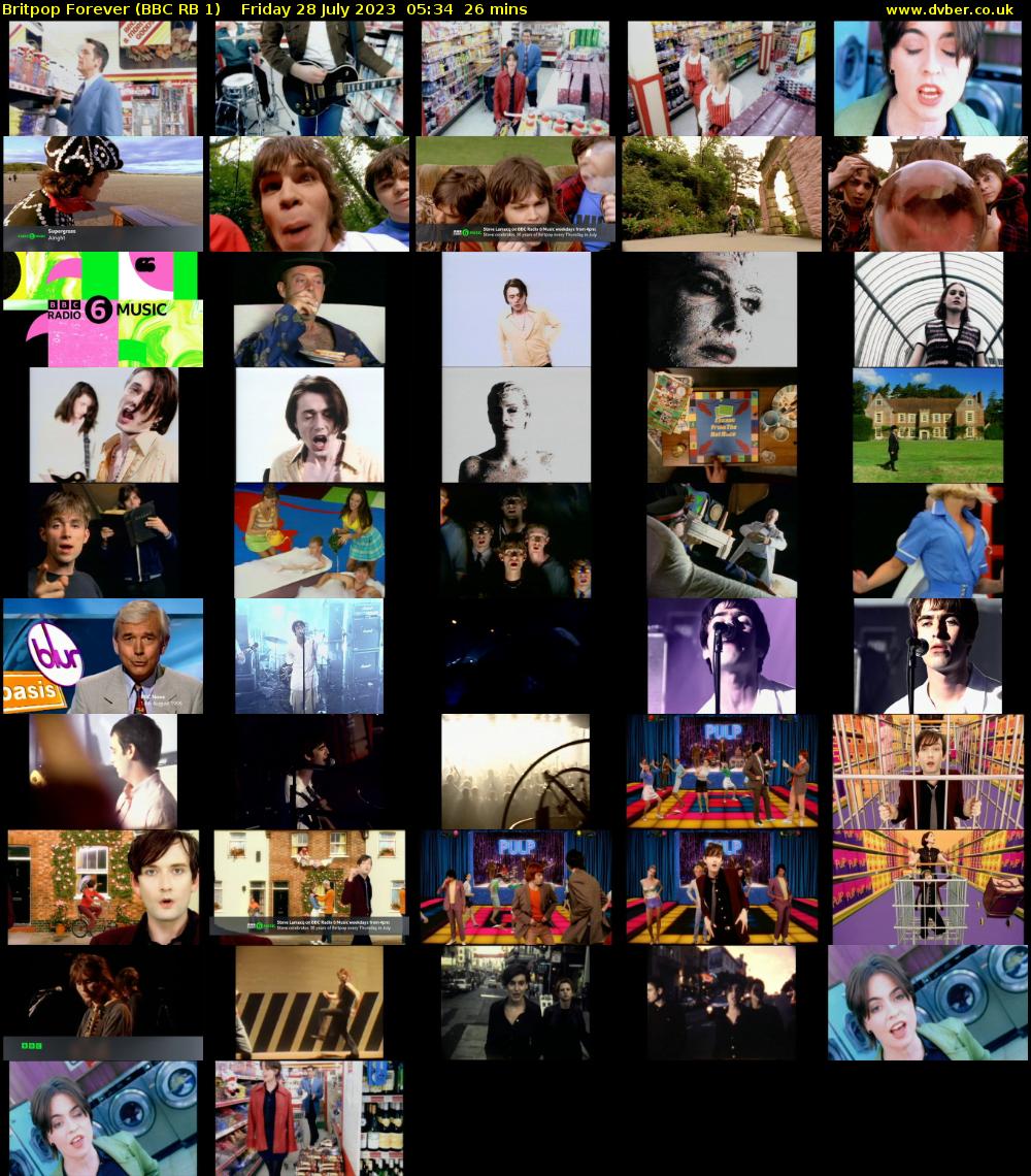 Britpop Forever (BBC RB 1) Friday 28 July 2023 05:34 - 06:00