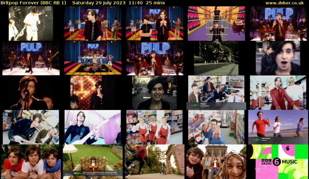 Britpop Forever (BBC RB 1) Saturday 29 July 2023 11:40 - 12:05