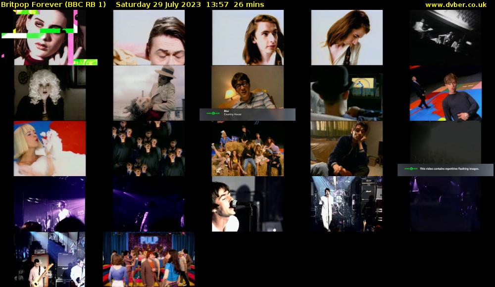 Britpop Forever (BBC RB 1) Saturday 29 July 2023 13:57 - 14:23