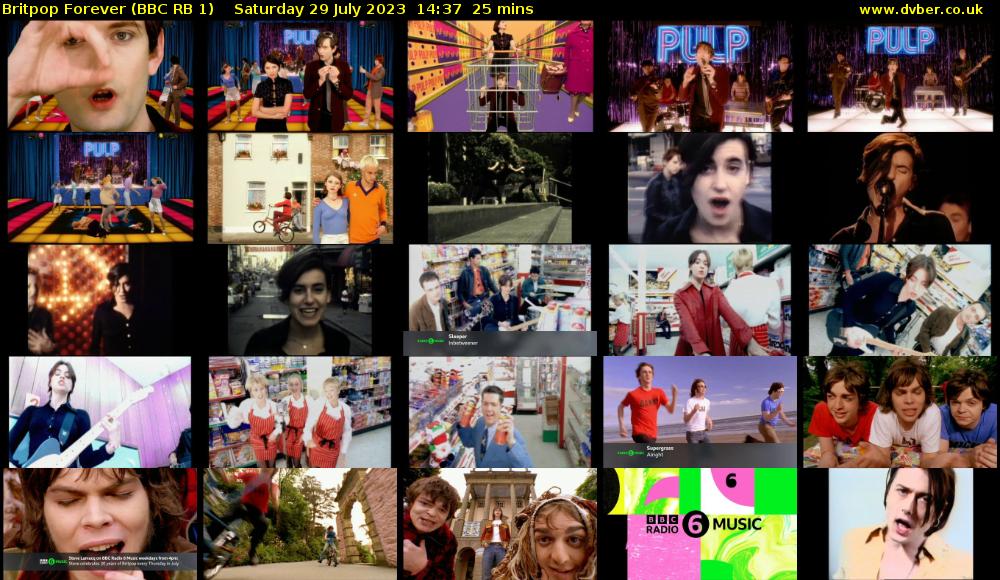 Britpop Forever (BBC RB 1) Saturday 29 July 2023 14:37 - 15:02