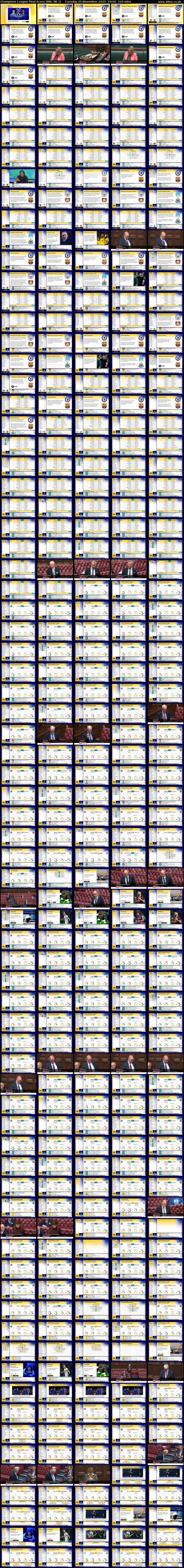 Champions League Final Score (BBC RB 1) Tuesday 25 November 2025 19:00 - 22:30