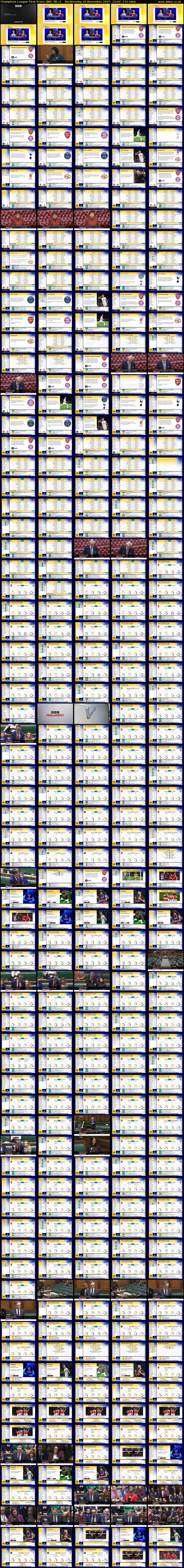 Champions League Final Score (BBC RB 1) Wednesday 26 November 2025 19:00 - 22:30