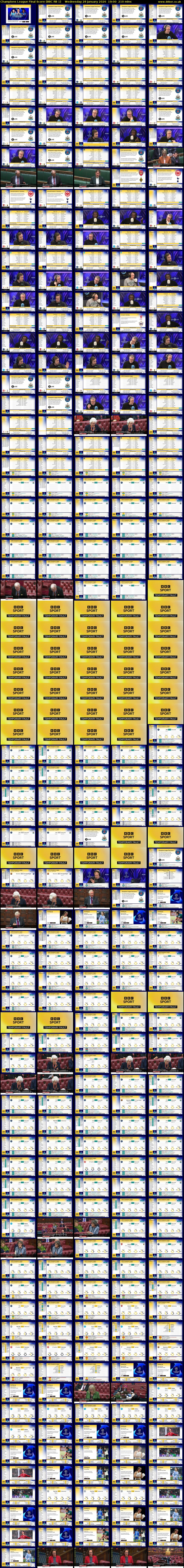 Champions League Final Score (BBC RB 1) Wednesday 28 January 2026 19:00 - 22:30