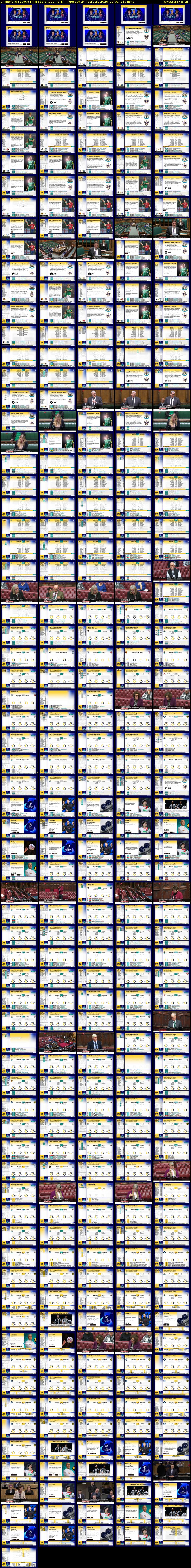 Champions League Final Score (BBC RB 1) Tuesday 24 February 2026 19:00 - 22:30